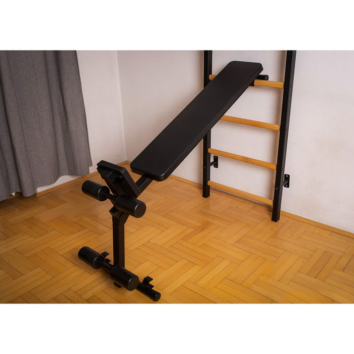 BenchK 723B Swedish Ladder w/ Bench - Black