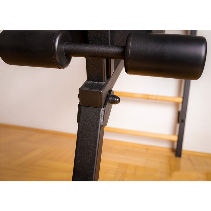 BenchK 733B Swedish Ladder w/ Bench & Rack - Black