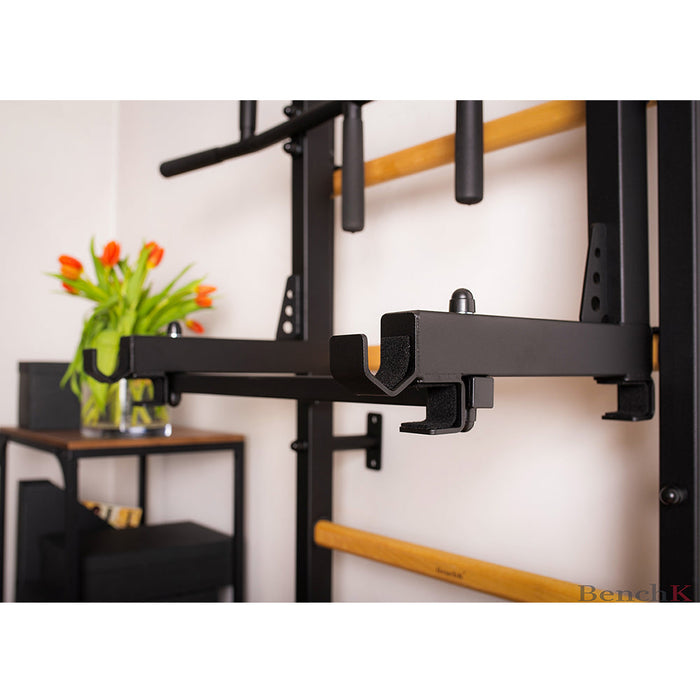 BenchK 732B Swedish Ladder w/ Dip Bar & Rack - Black