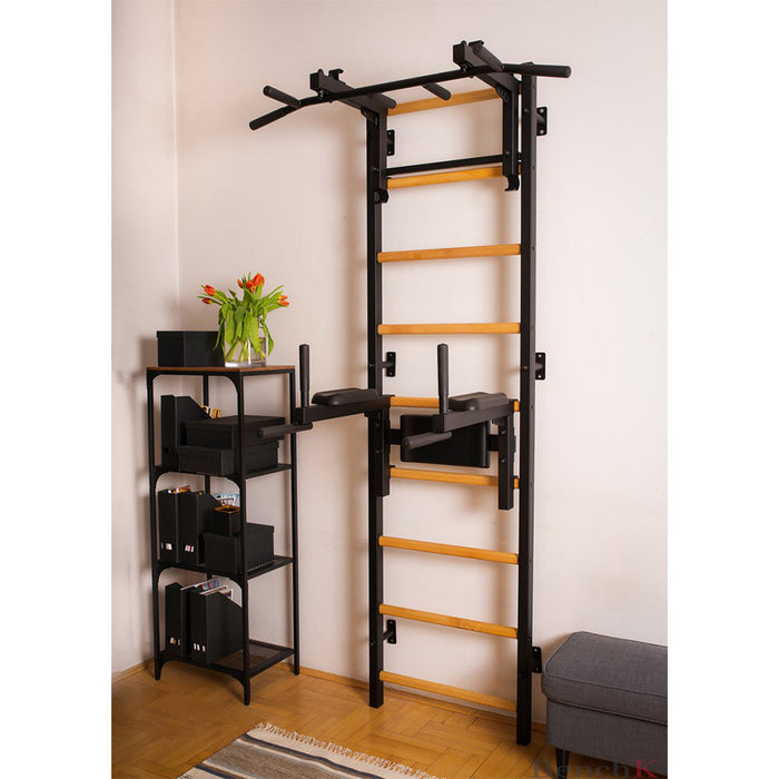 BenchK 732B Swedish Ladder w/ Dip Bar & Rack - Black