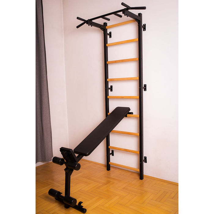 BenchK 723B Swedish Ladder w/ Bench - Black