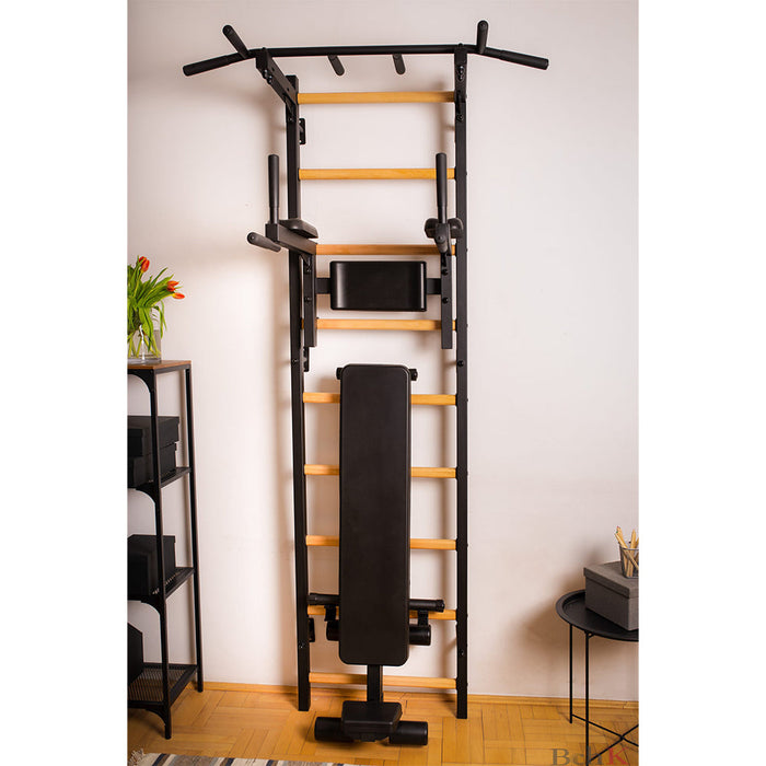 BenchK 723B Swedish Ladder w/ Bench - Black