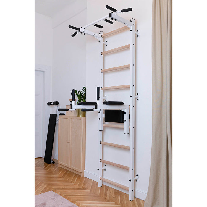 BenchK 722 Swedish Ladder w/ Dip Bar - White