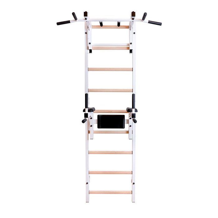 BenchK 732 Swedish Ladder w/ Dip Bar & Rack - White