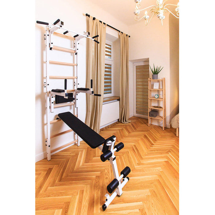 BenchK 733 Swedish Ladder w/ Bench & Rack - White