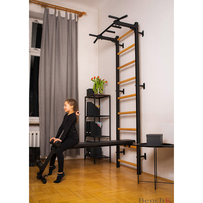 BenchK 723B Swedish Ladder w/ Bench - Black