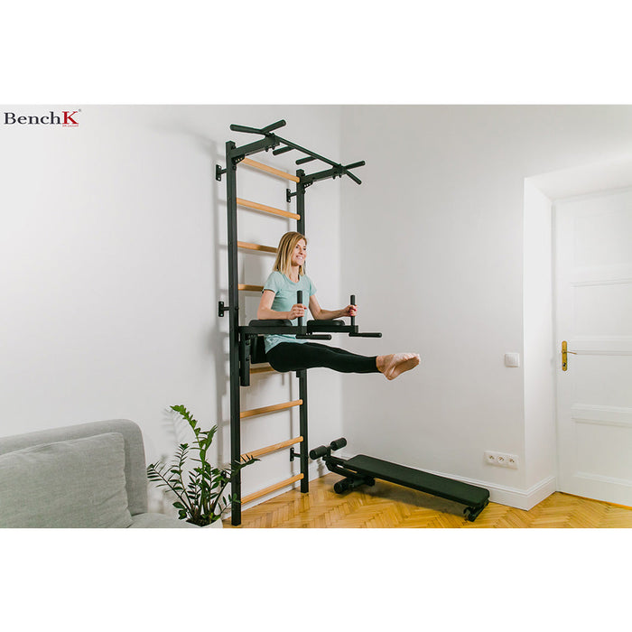 BenchK 723B Swedish Ladder w/ Bench - Black